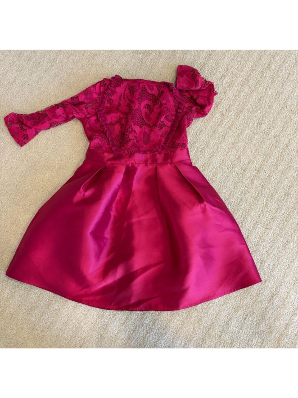 Little Mistress London Dress US 6 Petite Red Lace Fit Flare Prom Cocktail Party - Picture 11 of 14